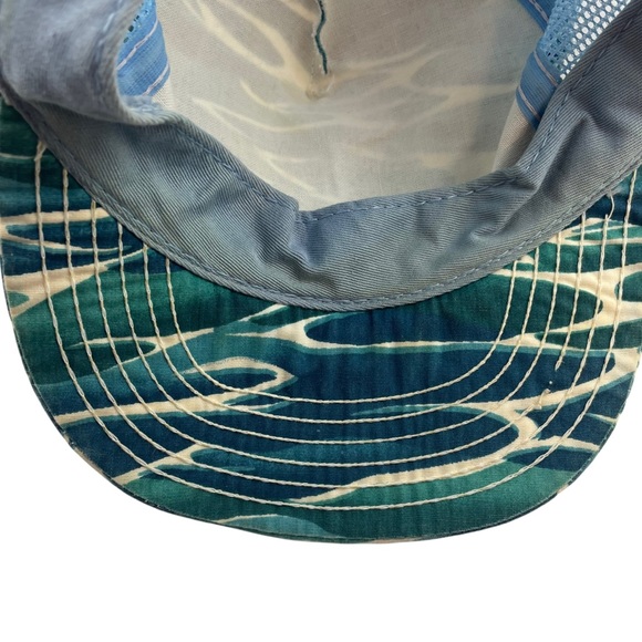 Vintage Wisconsin Fishing Trucker Cap Water Camo Mesh Back Made in USA Snap-back - Picture 4 of 10